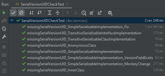 Error Prone fix Serializable missing serialVersionUID tests