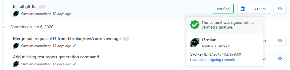GitHub verified commit